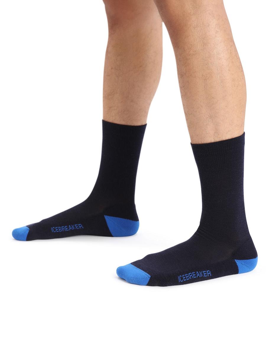 Midnight Navy / Lazurite Men's Icebreaker Merino Lifestyle Light Crew Socks | USA 1046PJJQ